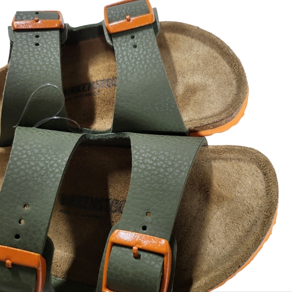 Birkenstock Kids Olive Sandals with Orange Accents - Picture 9 of 11